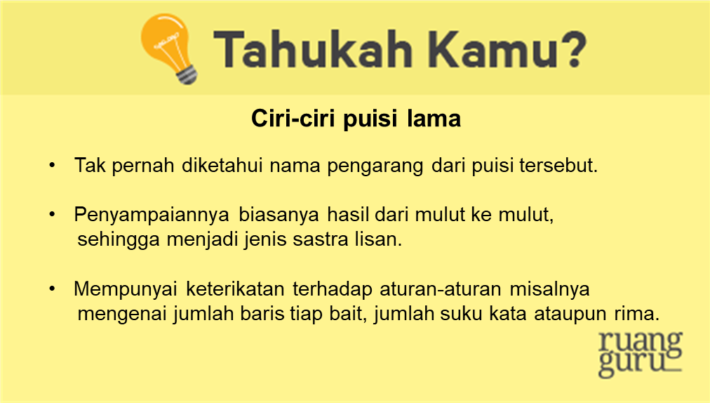 7 Jenis Puisi Lama Disertai Contohnya | Bahasa Indonesia Kelas 10